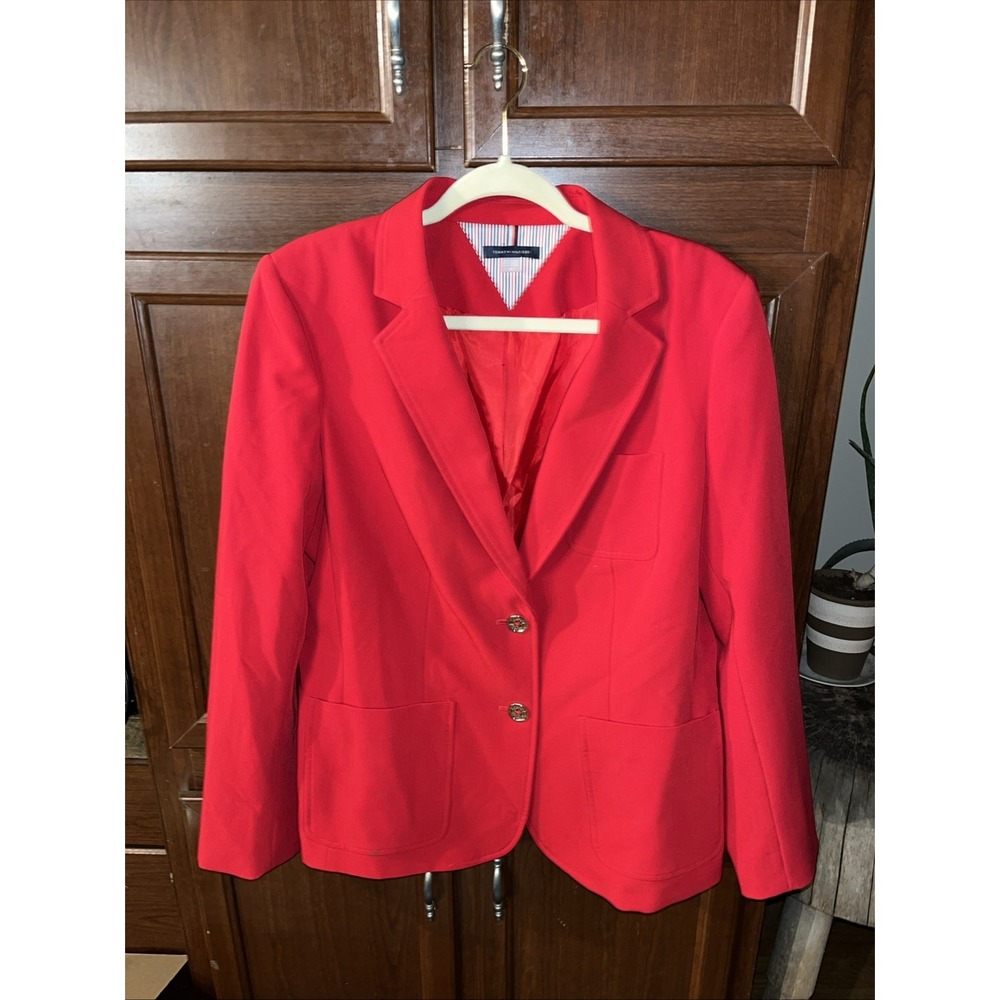 tommy hilfiger red blazer medium Shoulder Pads Pockets
